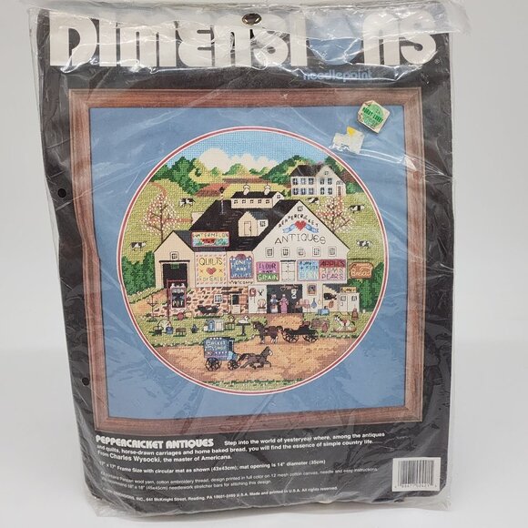 Dimensions Peppermint Antiques Counted Cross Stitch Kit 14" Diameter - Picture 1 of 5